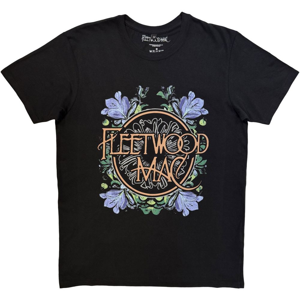 Fleetwood Mac - Circle Floral Mens Tshirt - Black